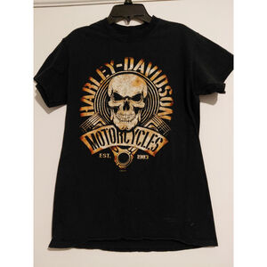 Harley-Davidson Men's T-Shirt Motorcycle Logo, Size Small Skull Black Jamaica